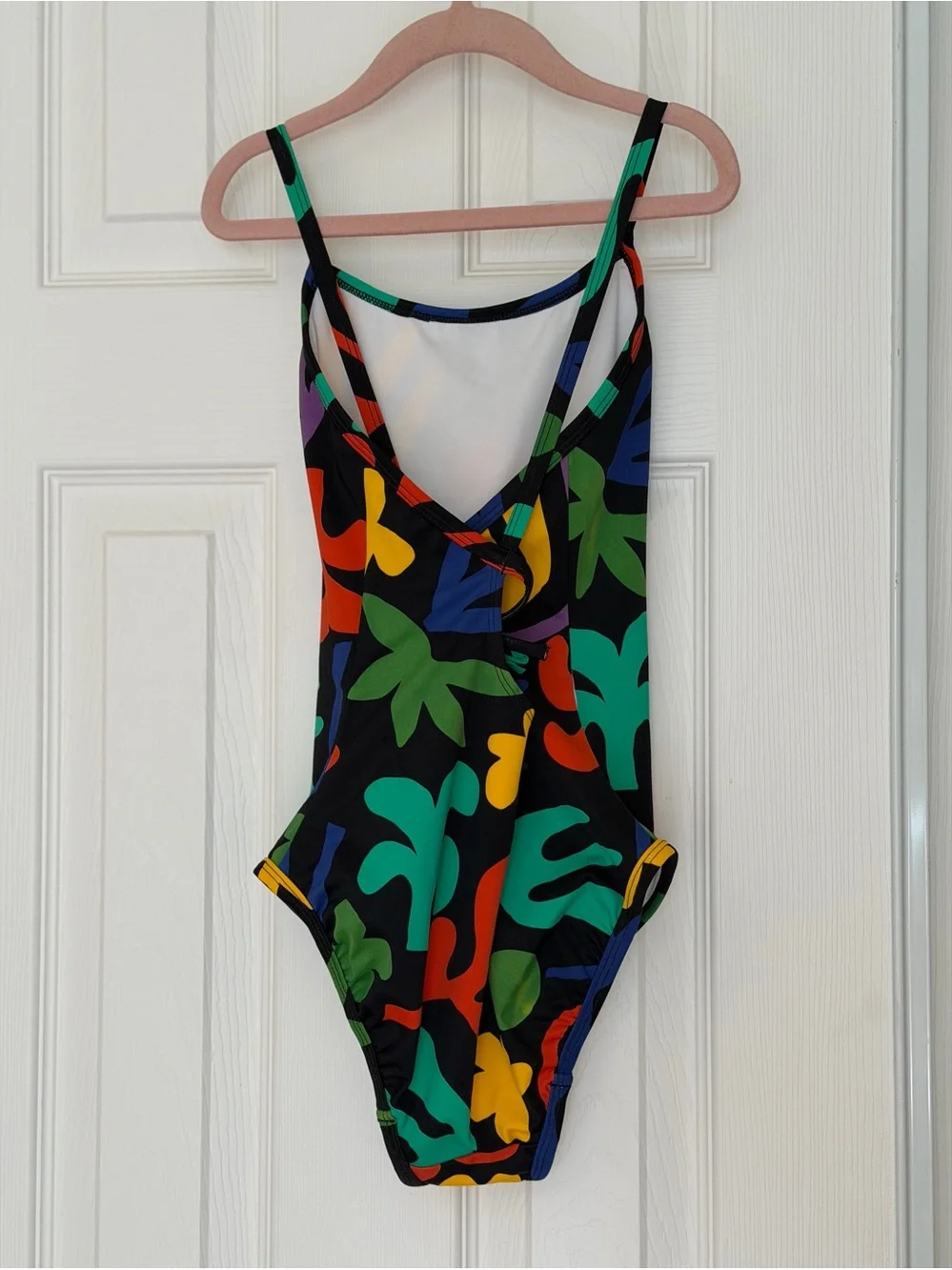 Hanna Andersson Black One-Piece Swimsuit with Bright Abstract Print Girls Size10